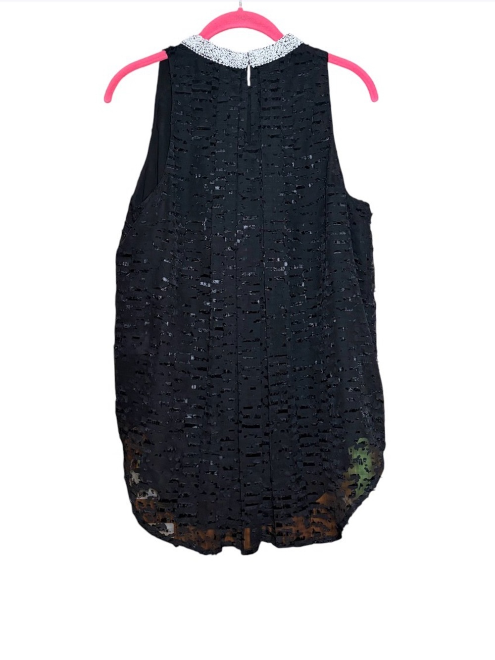 Sachin Babi Black Lace Pearl Beaded Mock Neck Hi-Low Swing Top 6 - Picture 6 of 8